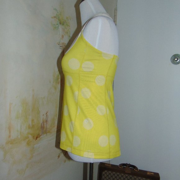 lululemon Yellow & White Polkadot Yoga Tank Top M - Picture 2 of 7